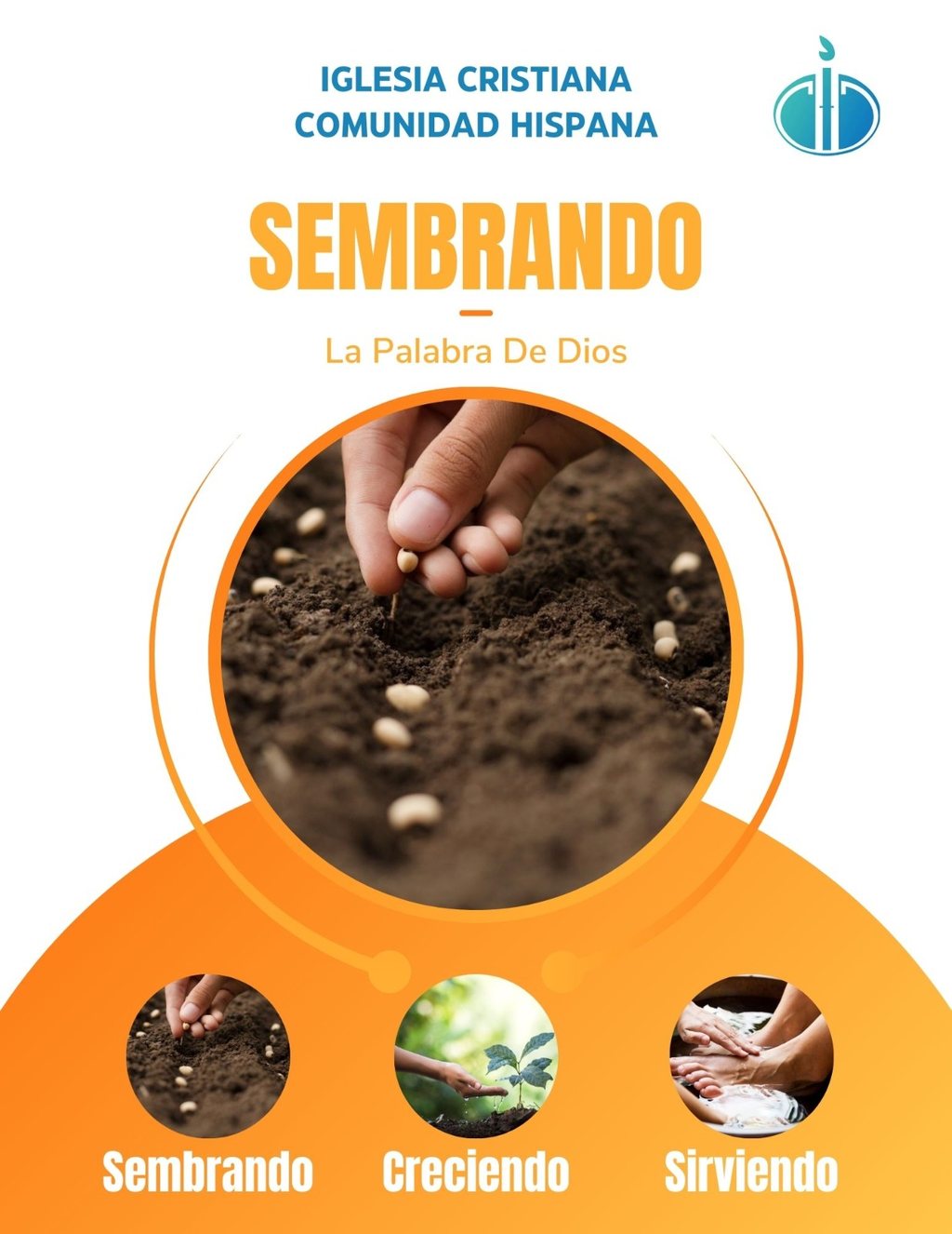 Ilustración de la iglesia con el título Sembrando la Palabra de Dios